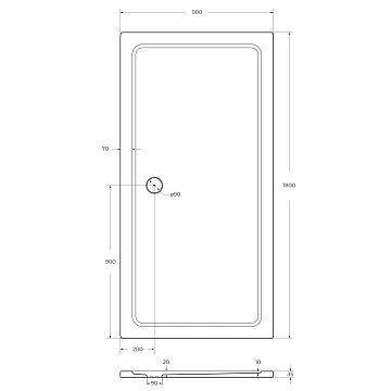 Поддон для душа Cezares TRAY-M-AH-180/90-35-W  - фото 3