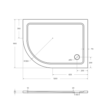 Поддон для душа Cezares TRAY-M-RH-120/90-550-35-W-R  - фото 2