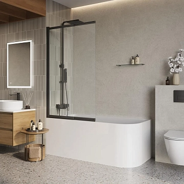 Шторка на ванну BelBagno Luce VF-11-90/145-C-NERO 