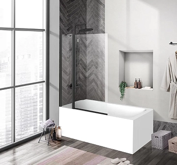 Шторка на ванну BelBagno Uno V-11-100/150-C-NERO 