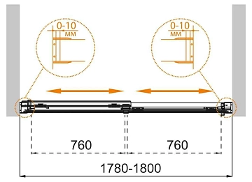 Шторка на ванну Cezares Tandem-Soft VF-2-180/145-P-Cr  - фото 2