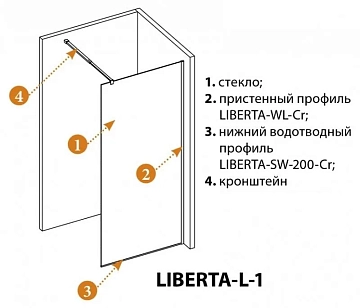 Душевая перегородка Cezares Liberta L-1-80-120-C-Cr  - фото 3