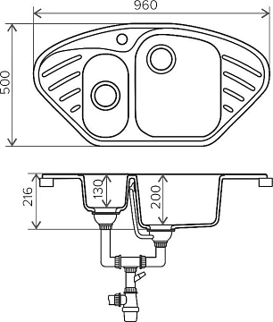 Мойка кухонная Polygran F-14 96х50 белая №26  - фото 2