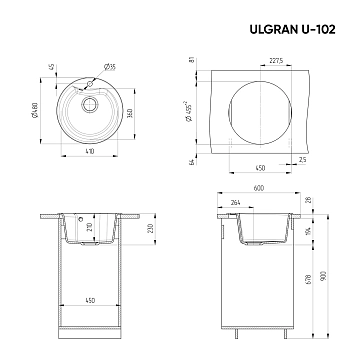 Мойка кухонная Ulgran U-102-328 бежевый  - фото 2
