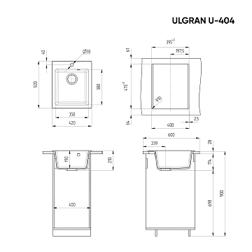 Мойка кухонная Ulgran U-404-328 бежевый  - фото 3