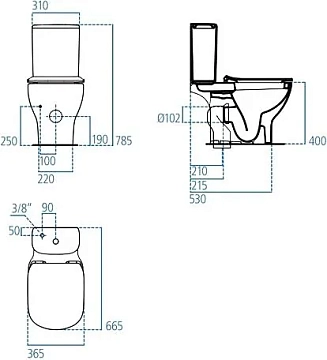 Унитаз-компакт Ideal Standard Tesi AquaBlade T008701 без бачка и сиденья  - фото 5
