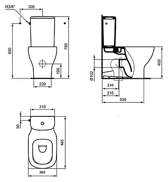Унитаз-компакт Ideal Standard Tesi T008201 без бачка и сиденья  - фото 5