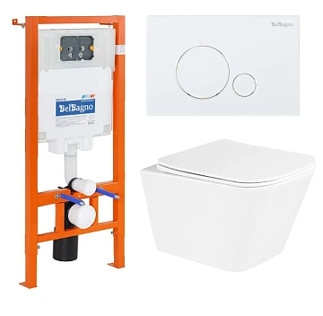 Комплект BelBagno Due BB3103CHR/SC/BB002-80/BB014-SR-BIANCO кнопка смыва белая 