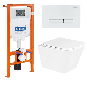 Комплект BelBagno Due BB3103CHR/SC/BB002-80/BB018-GV-BIANCO кнопка смыва белая 