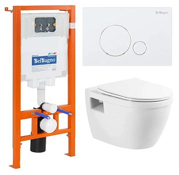 Комплект BelBagno Loto BB070CHR/SC/BB002-80/BB014-SR-BIANCO кнопка смыва белая 
