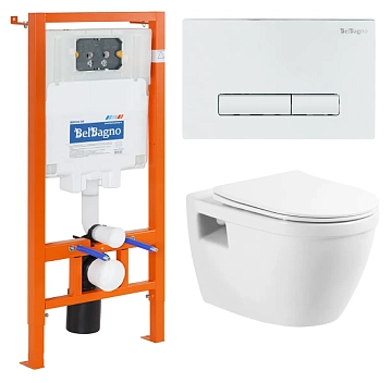 Комплект BelBagno Loto BB070CHR/SC/BB002-80/BB018-GV-BIANCO кнопка смыва белая 