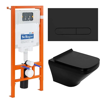 Комплект BelBagno Sela BB3201CHR-MB/BB3201SC-MB/BB002-80/BB007-PR-NERO.M кнопка смыва черная матовая 