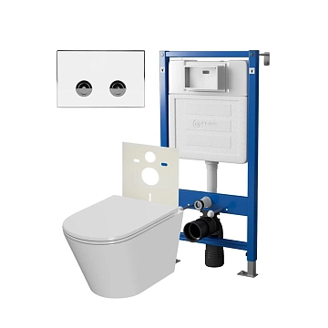 Комплект Point Виктория PN48183WC (унитаз с инсталляцией, сиденье с микролифтом, клавиша Венера, белый/хром) 
