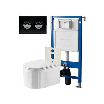 Комплект Point Деметра PN48324BC (унитаз с инсталляцией, сиденье с микролифтом, клавиша Венера, установка в стену, черный/хром) 