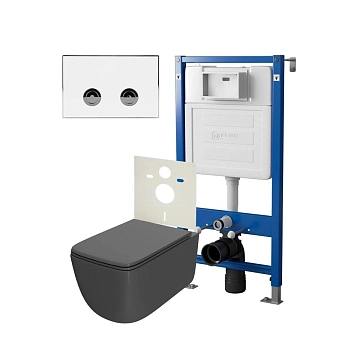 Комплект Point Меркурий PN48175WC (унитаз с инсталляцией, сиденье с микролифтом, клавиша Венера, белый/хром) 