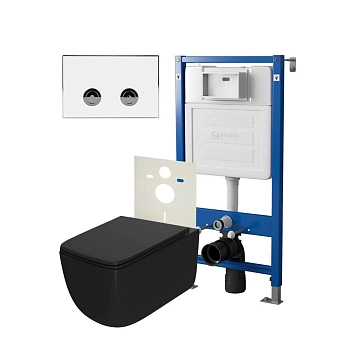 Комплект Point Меркурий PN48177WC (унитаз с инсталляцией, сиденье с микролифтом, клавиша Венера, белый/хром) 