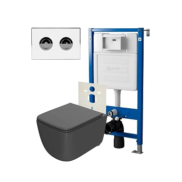 Комплект Point Меркурий PN48197WC (унитаз с инсталляцией, сиденье с микролифтом, клавиша Венера, установка в стену, белый/хром) 