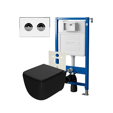 Комплект Point Меркурий PN48199WC (унитаз с инсталляцией, сиденье с микролифтом, клавиша Венера, установка в стену, белый/хром) 