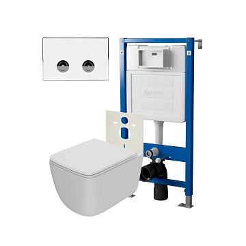 Комплект Point Меркурий PN48311WC (унитаз с инсталляцией, сиденье с микролифтом, клавиша Венера, белый/хром) 