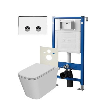 Комплект Point Ника PN48179WC (унитаз с инсталляцией, сиденье с микролифтом, клавиша Венера, белый/хром) 