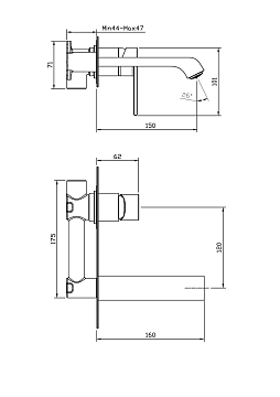 Смеситель BelBagno Aurora BLVM-CRM-W0 для раковины, с внутренней частью  - фото 2