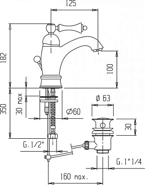 Смеситель Cezares Margot LSM1-A-03/24-Bi для раковины  - фото 2