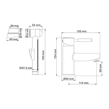 Смеситель Wasserkraft Main 4108 для раковины с гигиеническим душем  - фото 4
