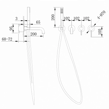 Смеситель Abber Wasser Kreis AF8130NG для ванны с душем, никель  - фото 4