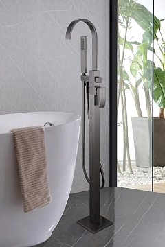 Смеситель Abber Wasserfall AF8615NG напольный, для ванны с душем, никель  - фото 2