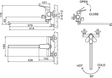 Смеситель Bravat Eler F6191238CP-01L-RUS для ванны с душем  - фото 2