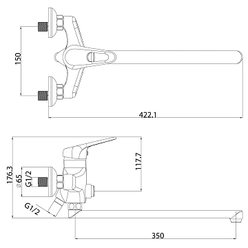 Смеситель Lemark Luna LM4157C для ванны с душем  - фото 2