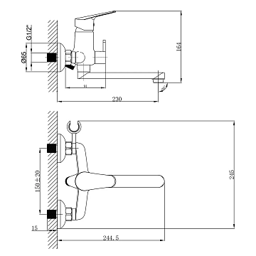 Смеситель Lemark Partner LM6513C для ванны с душем  - фото 2