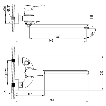 Смеситель Lemark Shift LM4317C для ванны с душем  - фото 2