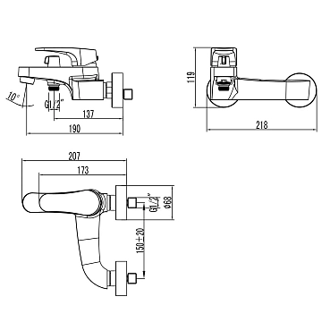 Смеситель Lemark Shift LM4334C для ванны с душем  - фото 2