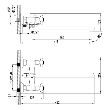 Смеситель Lemark Standard LM2112C для ванны с душем  - фото 2