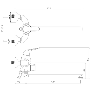 Смеситель Lemark Swan LM5451BG для ванны с душем  - фото 3