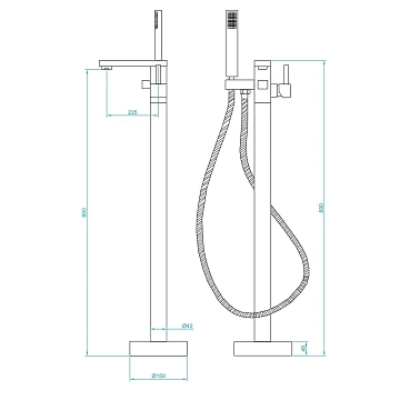 Смеситель RGW Shower Panels SP-350B напольный, для ванны с душем  - фото 2