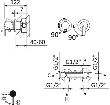 Смеситель Cezares Leaf VDIM3-L-01 для душа, с внутренней частью  - фото 4