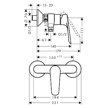 Смеситель Hansgrohe Logis E 71602000 для душа  - фото 2