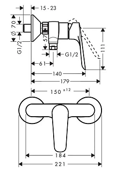 Смеситель Hansgrohe Logis E 71610000 для душа  - фото 2