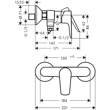 Смеситель Hansgrohe Talis E 71760670 для душа  - фото 2