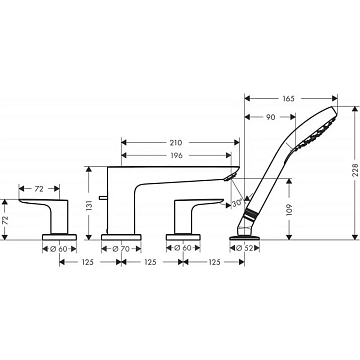 Смеситель Hansgrohe Talis E 71748990 на борт ванны  - фото 2
