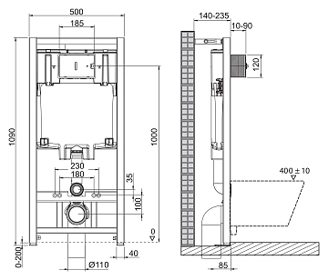 Система инсталляции для унитазов BelBagno BB002-80/BB014-SR-BIANCO с кнопкой смыва  - фото 5