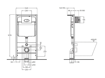 Система инсталляции для унитазов BelBagno BB026/BB084NERO с кнопкой смыва  - фото 3