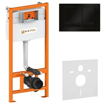 Система инсталляции для унитазов KK-POL Premium SET/M500/049/K черная кнопка 