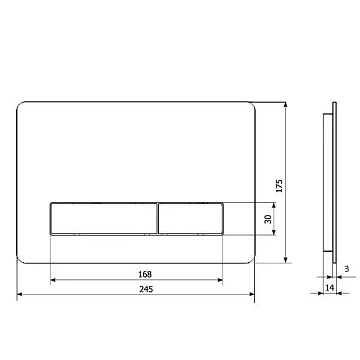 Кнопка смыва KK-POL Vitrum Metal Slim 350/PSM/011-00-00 чёрная матовая  - фото 2
