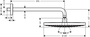 Верхний душ Hansgrohe Raindance Select S 27378000  - фото 4