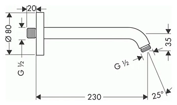 Кронштейн для верхнего душа Hansgrohe 27412000  - фото 2