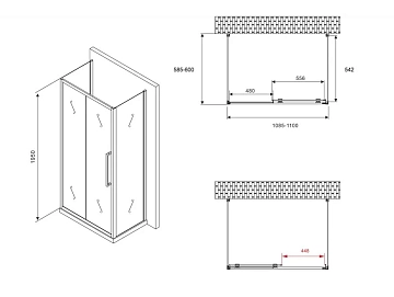 Душевой уголок Abber Schwarzer Diamant AG30110BH-S60B-S60B 110x60  - фото 4