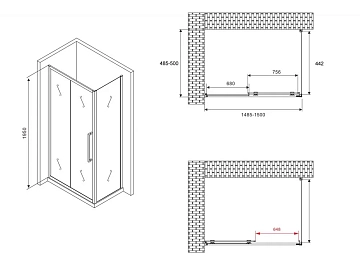 Душевой уголок Abber Schwarzer Diamant AG30150BH-S50B 150x50  - фото 4